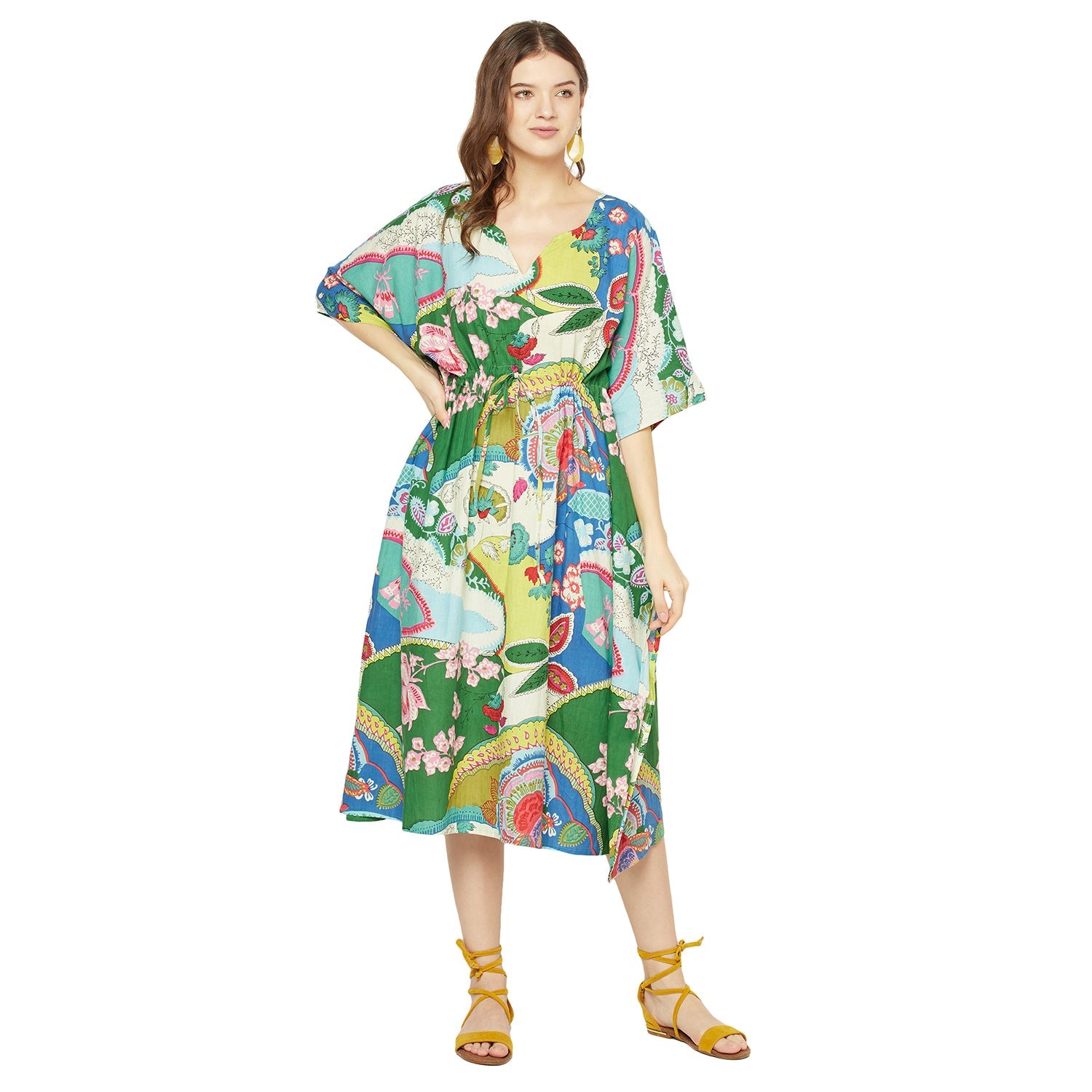 'Floral Mosaic' 100% Cotton Kaftan