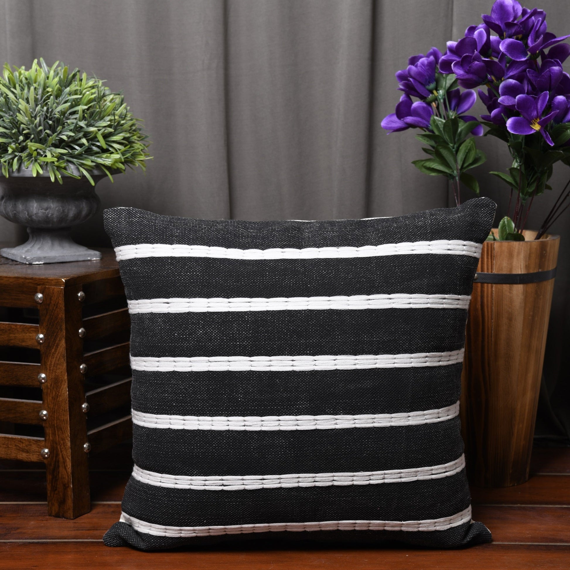'Country Chic' Hand-Woven Cotton Wool Cushion Cover