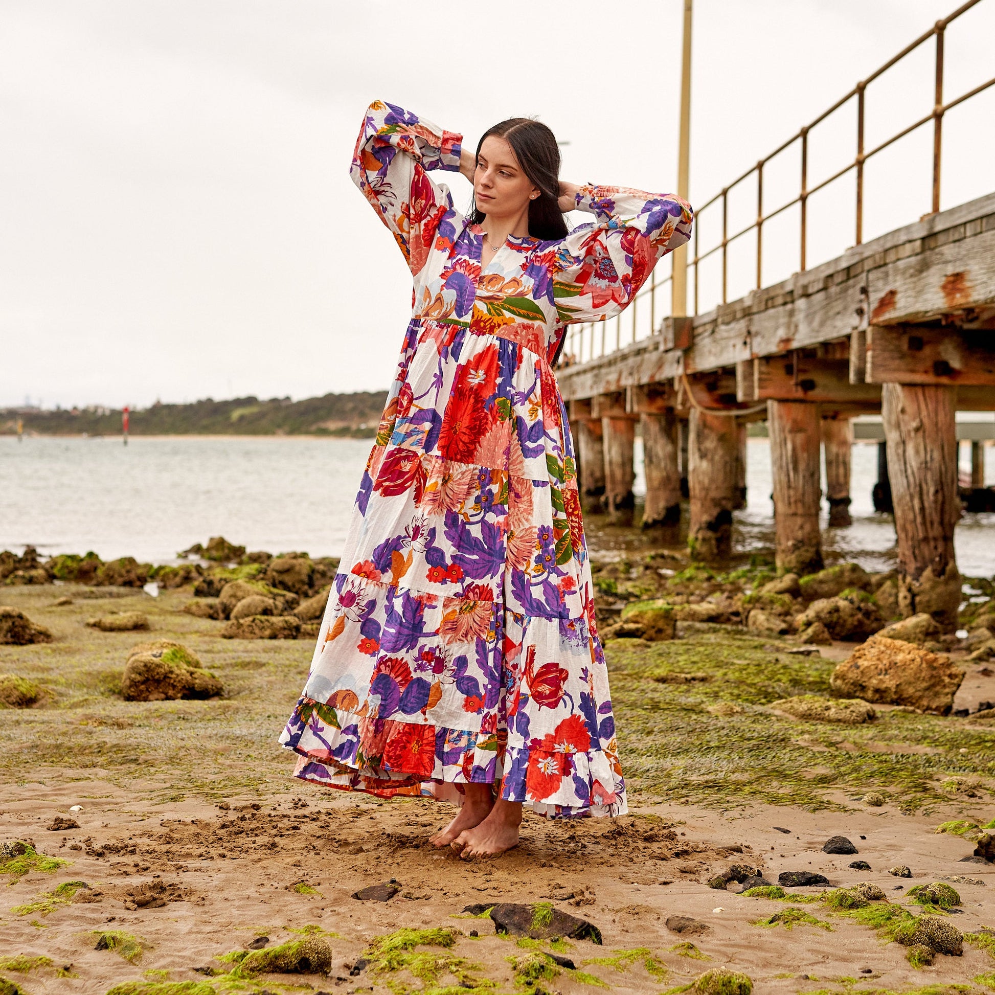 'Bold Blooms' 100% Maxi Dress