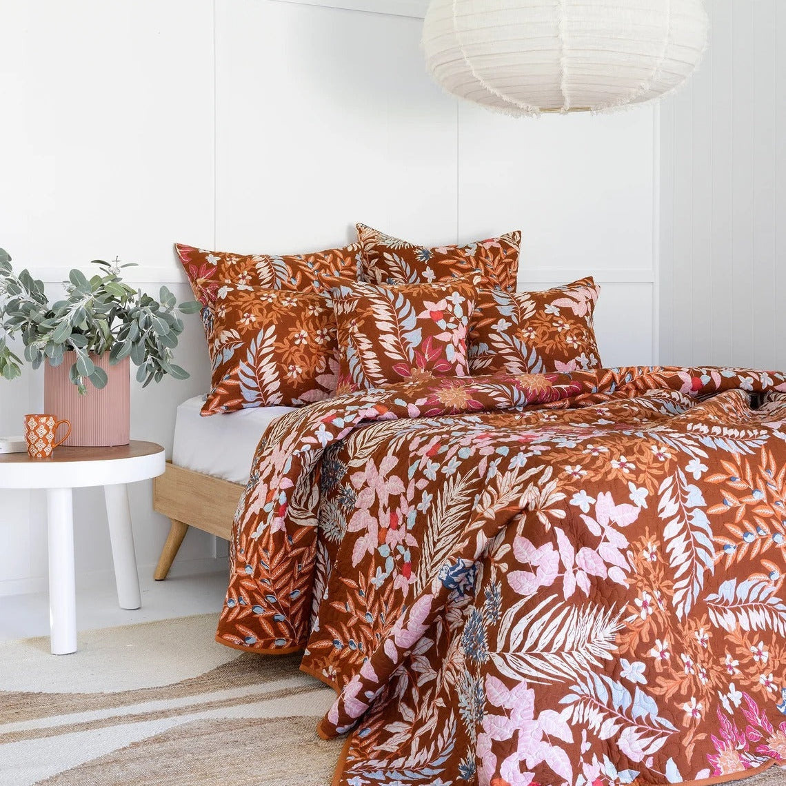 Floral Cotton Quilt Bedspread Comforter Duvet- Brown Monkey
