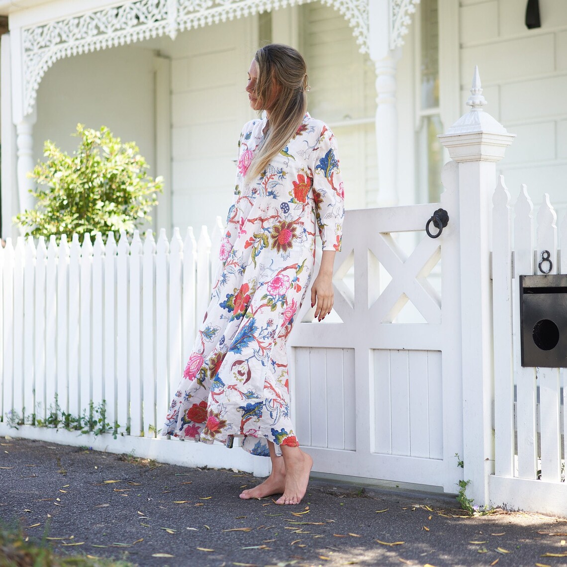 'Coastal Charm' 100% Cotton Maxi Dress