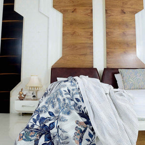 Linen Connections Handmade Indian Kantha Quilt - Azure Bird