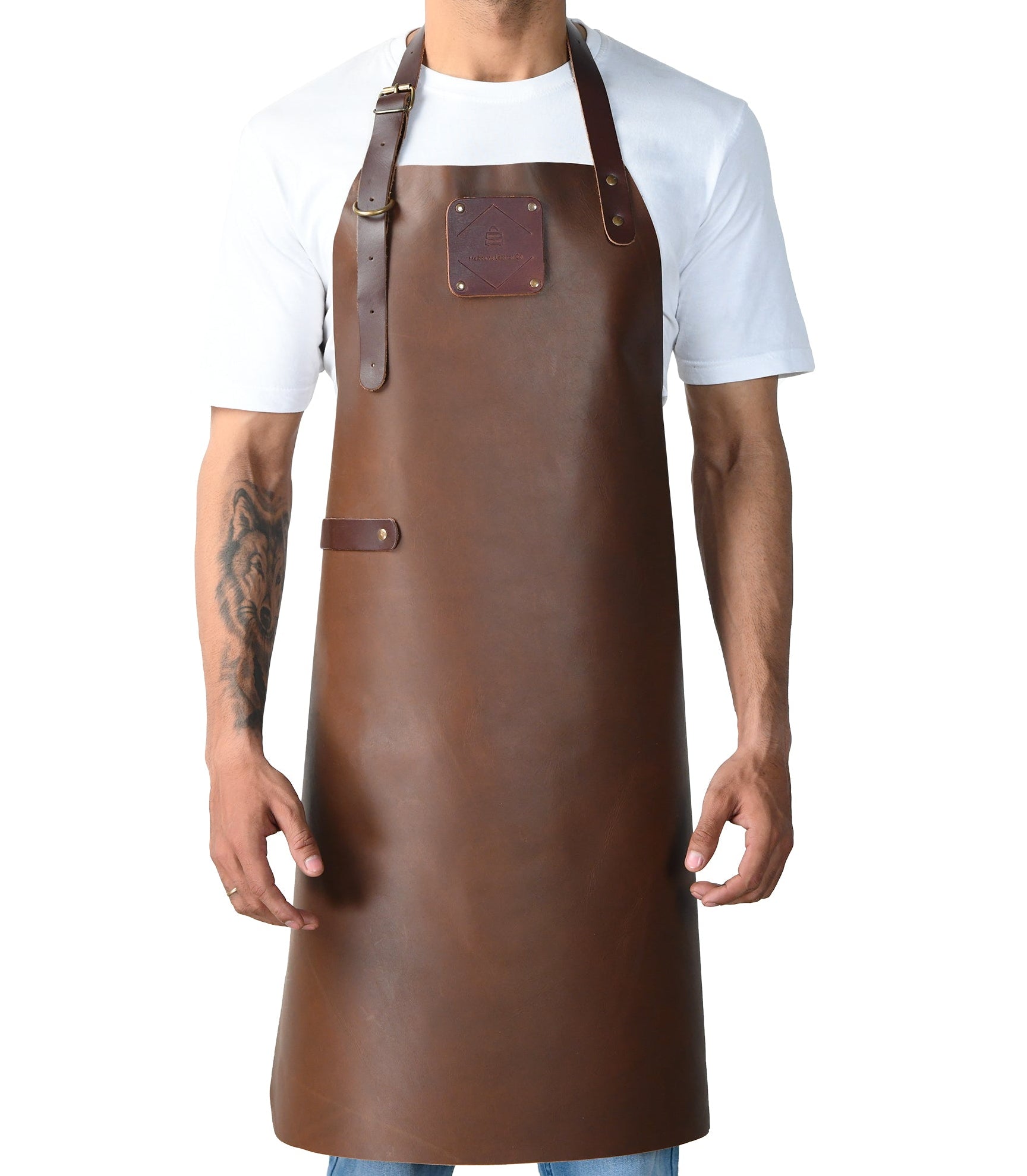 Handcrafted premium leather apron brown color adjustable fit design