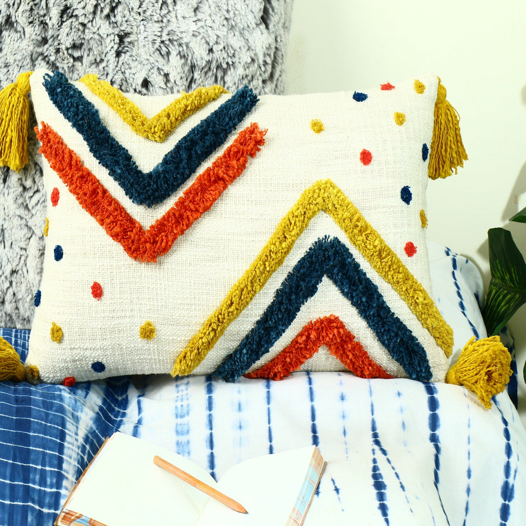 Linen Connections Moroccan Tassels Cushion Cover - White