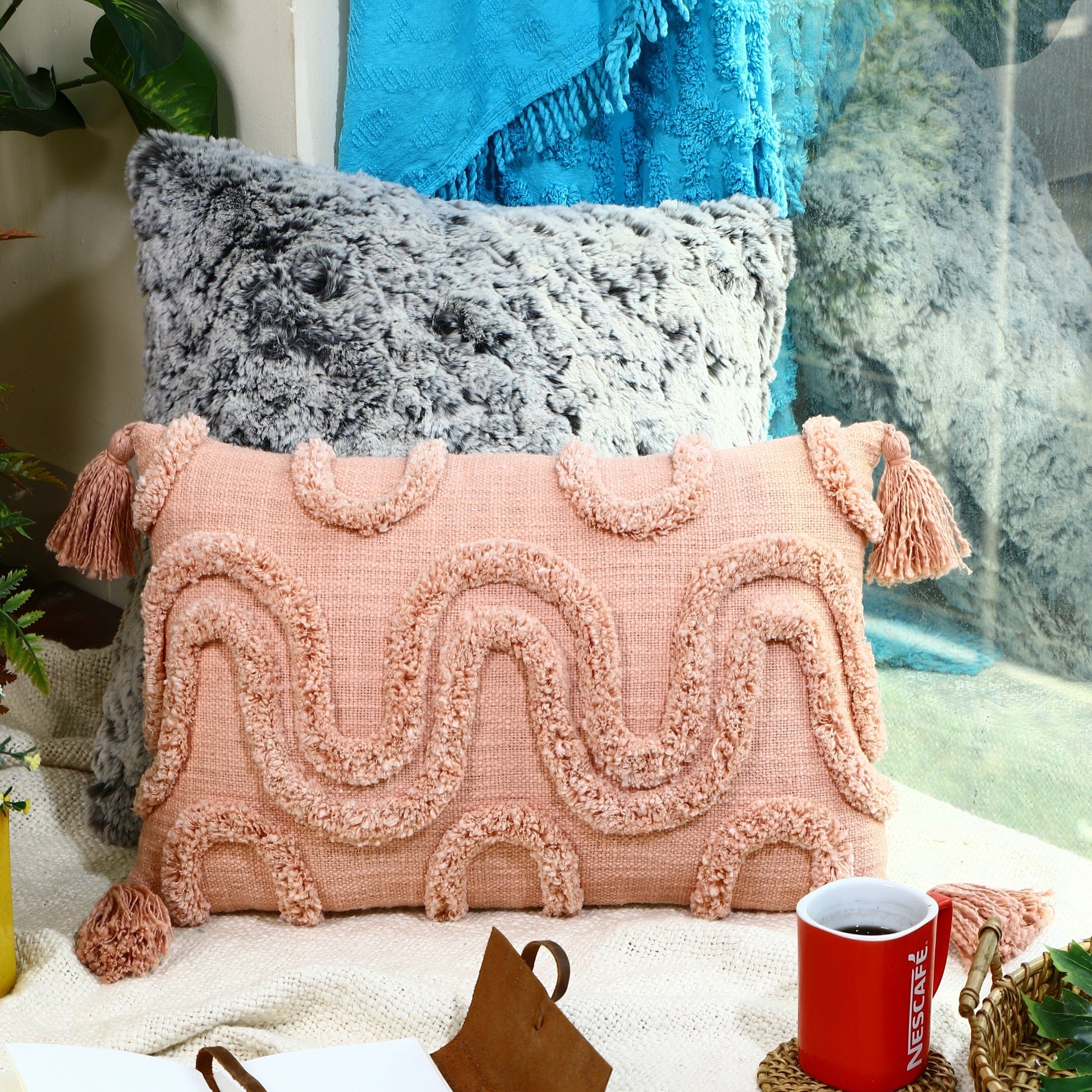 Linen Connections Moroccan Tassels Cushion Cover - Pink