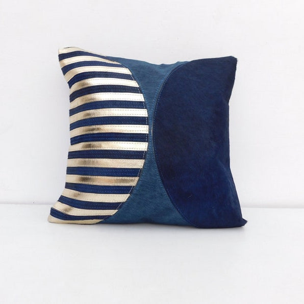 Exotic Cowhide Cushion Cover - Horizontal Silver Mix