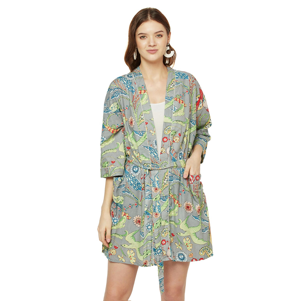 'Wings of Wonder' 100% Cotton Kimono Robe
