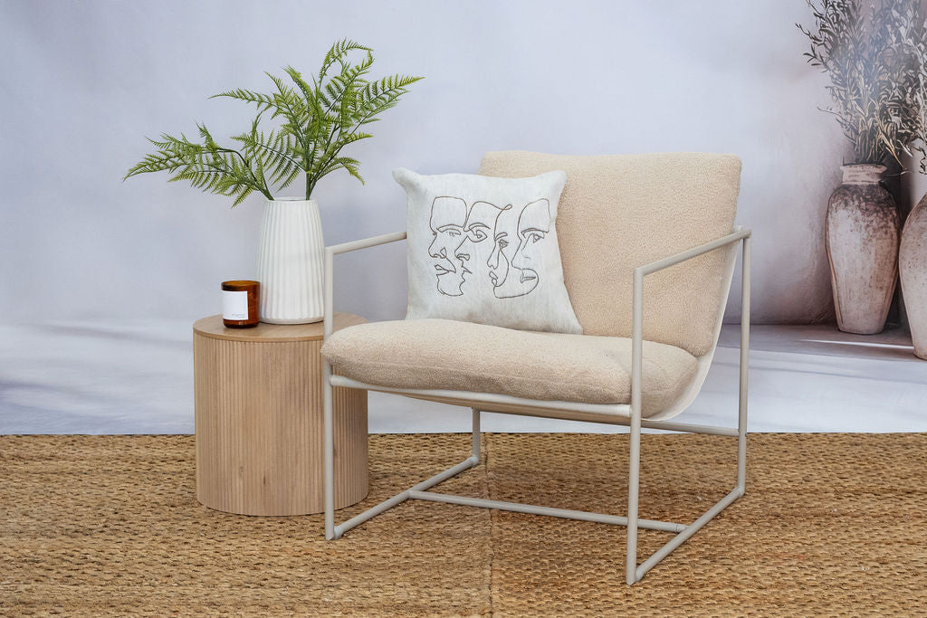 Cowhide Leather Cushion Cover - Handmade Modern Abstract Face Pillow