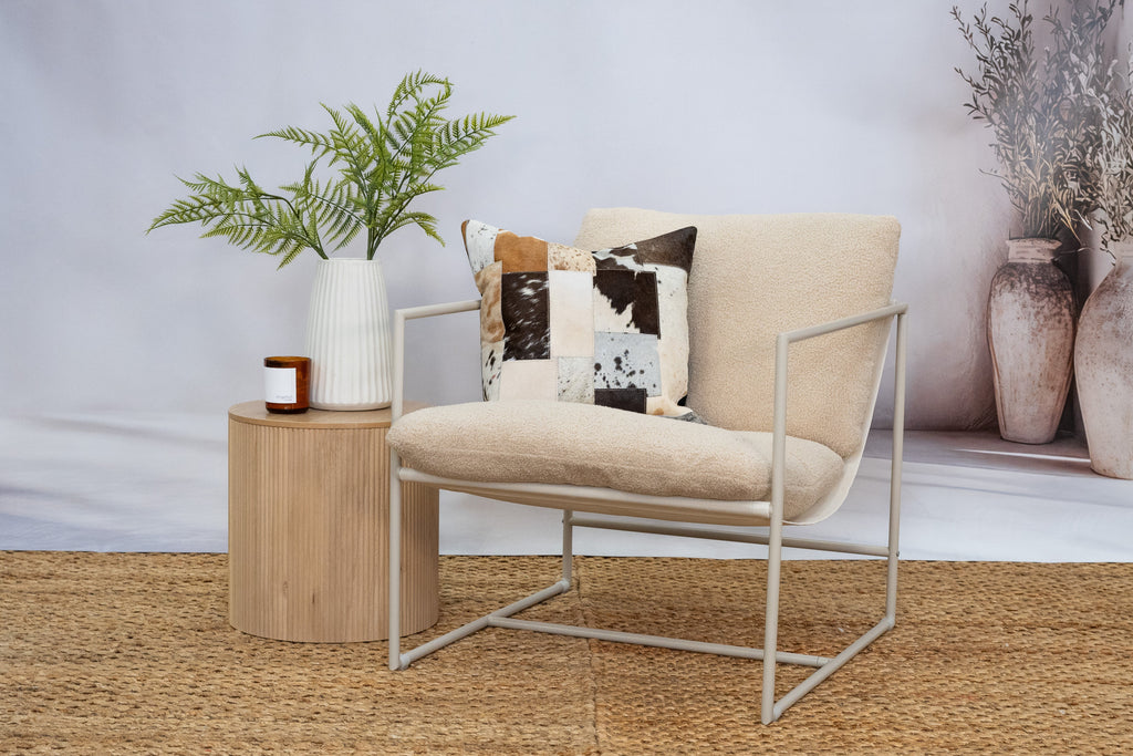 Handmade Cowhide Patchwork Cushion Cover - Natural Leather 45x45cm