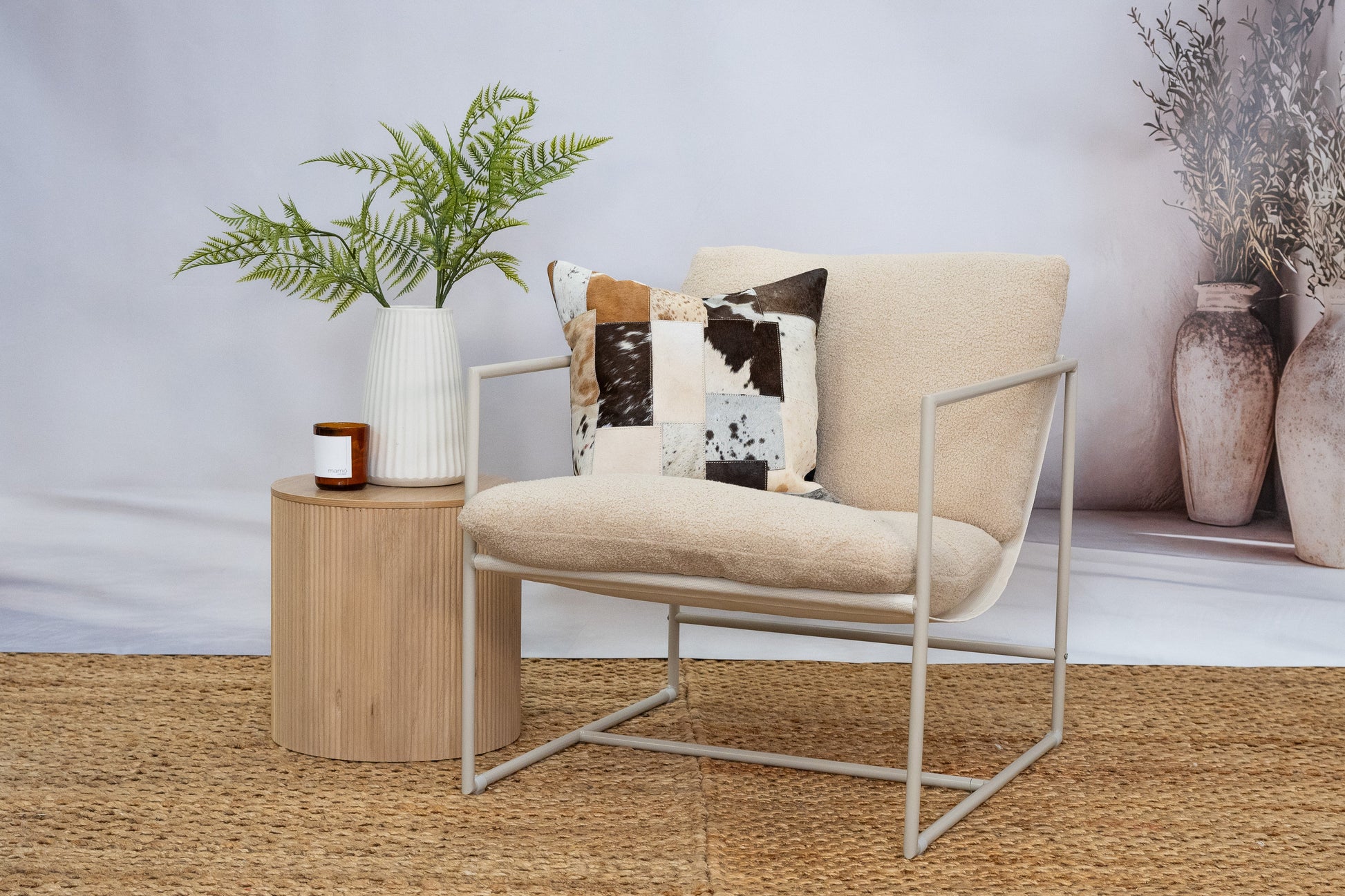 Handmade Cowhide Patchwork Cushion Cover - Natural Leather 45x45cm