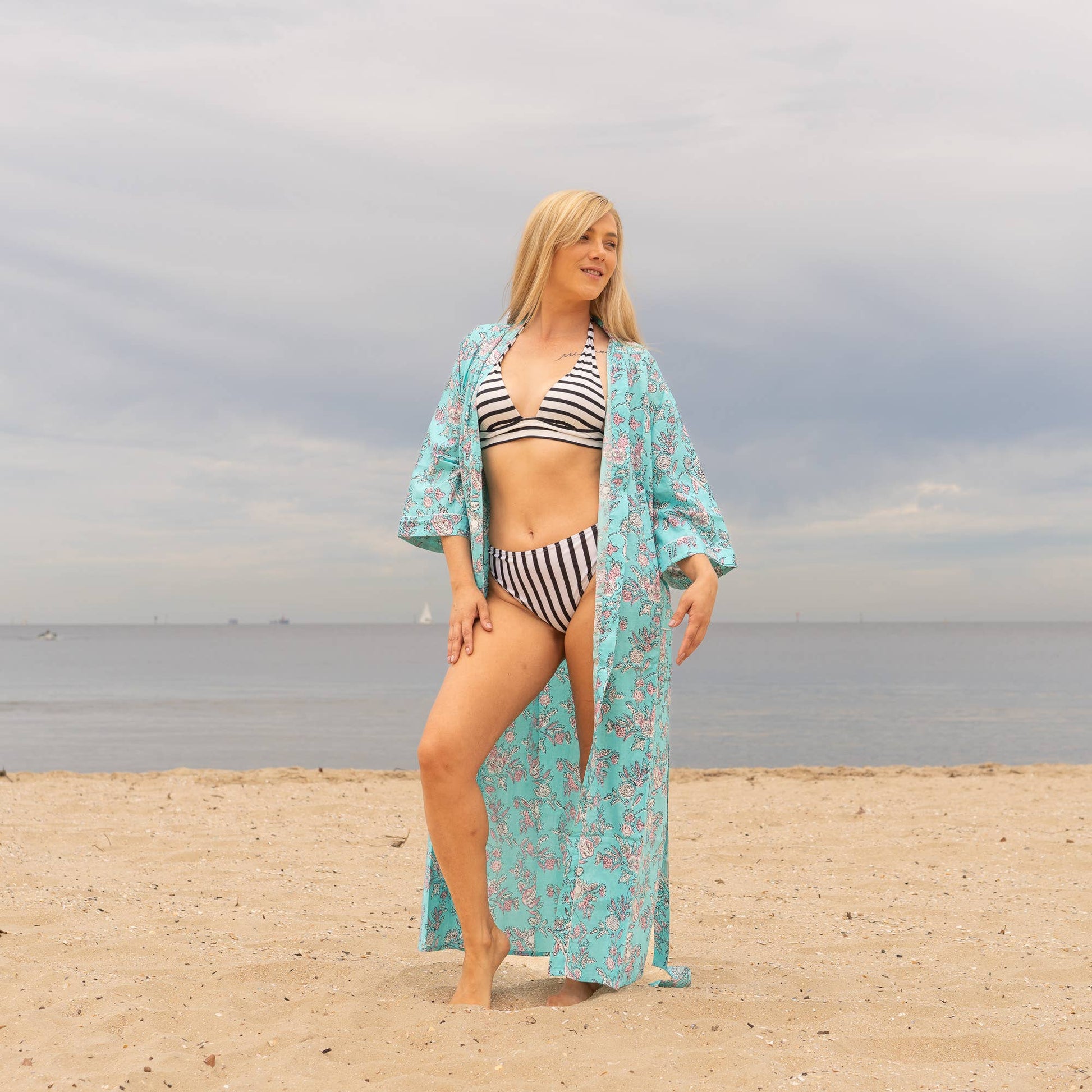 FRIDA BLUES' Women's Cotton Kimono Robe