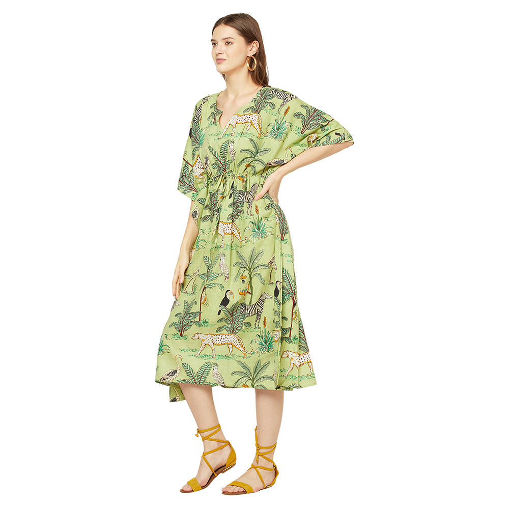 'Jungle Retreat' 100% Cotton Kaftan
