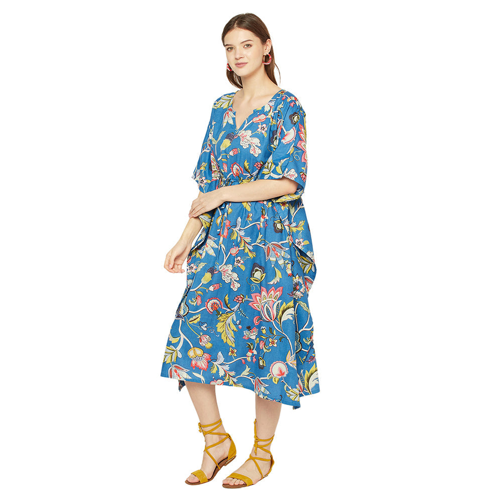 'Cerulean Charm' 100% Cotton Kaftan