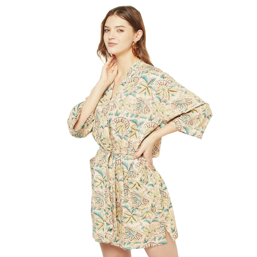 'Mystic Oasis' 100% Cotton Kimono Robe