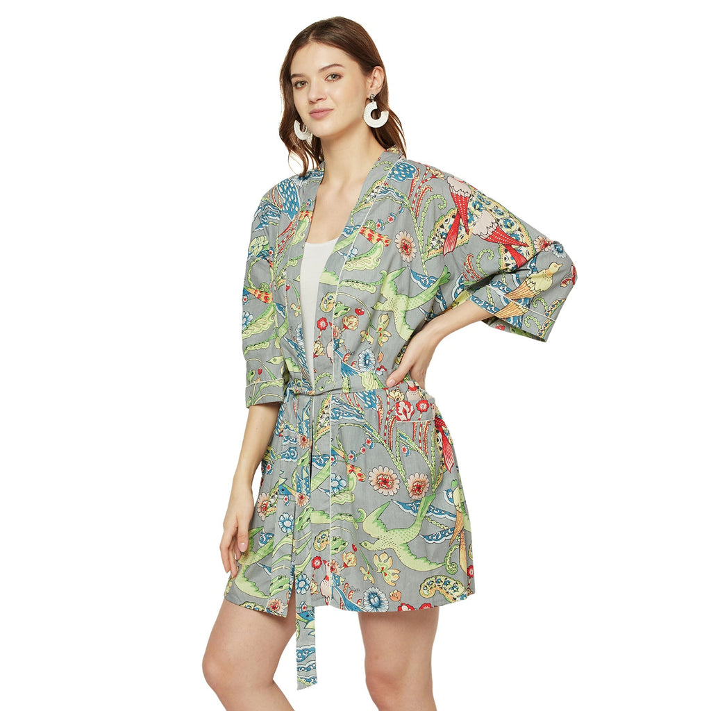 'Wings of Wonder' 100% Cotton Kimono Robe