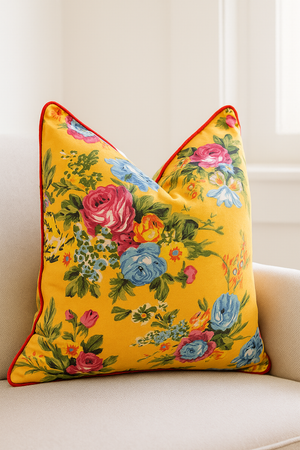 'Cozy Floral Comforts' 100% Handmade Cotton Cushion Cover