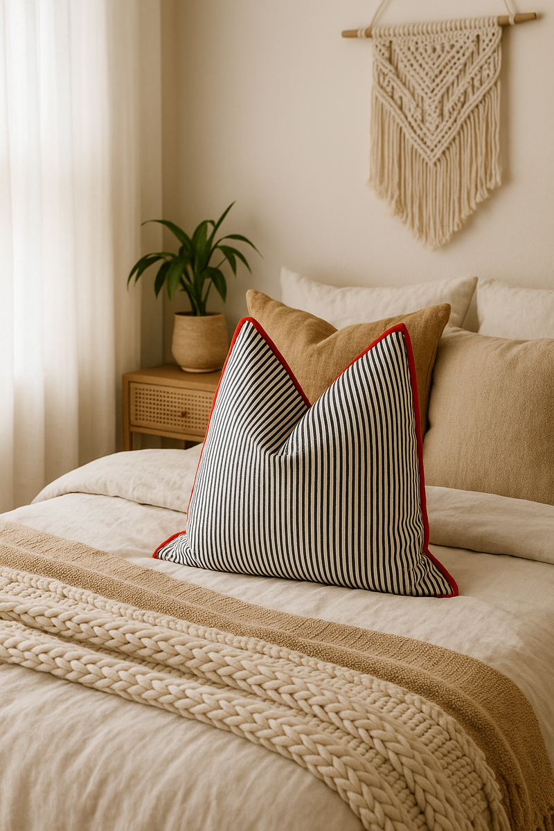 'Blissful Getaway' 100% Handmade Cotton Cushion Cover