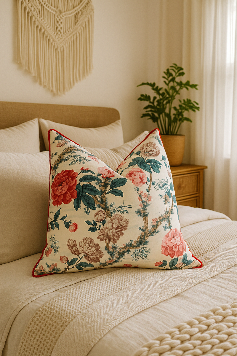'Floral Hideaway' 100% Cotton Cushion Cover