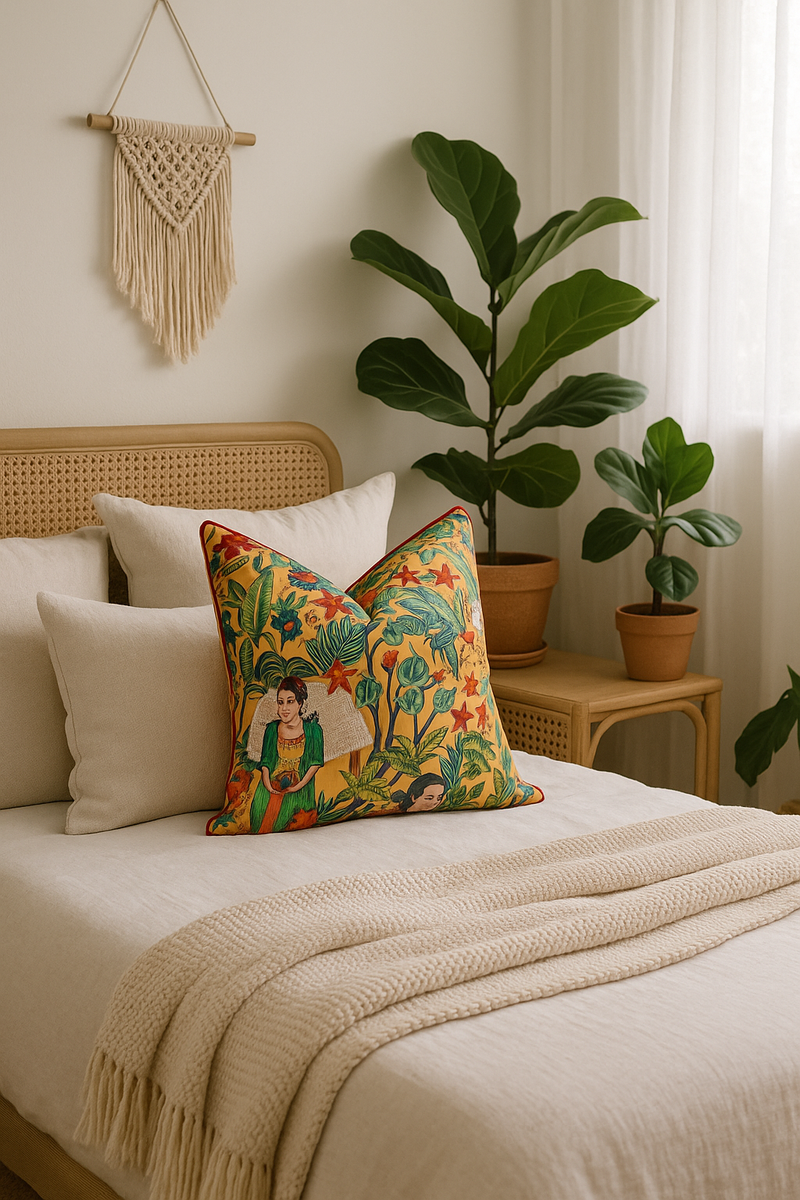 100% Cotton Cushion Cover - Frida's Surreal Vibrance