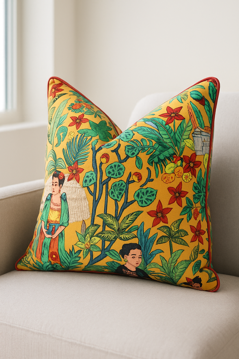100% Cotton Cushion Cover - Frida's Surreal Vibrance