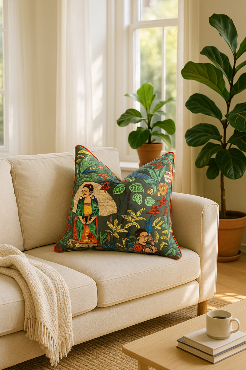 'Frida's Extravaganza' 100% Cotton Cushion Cover