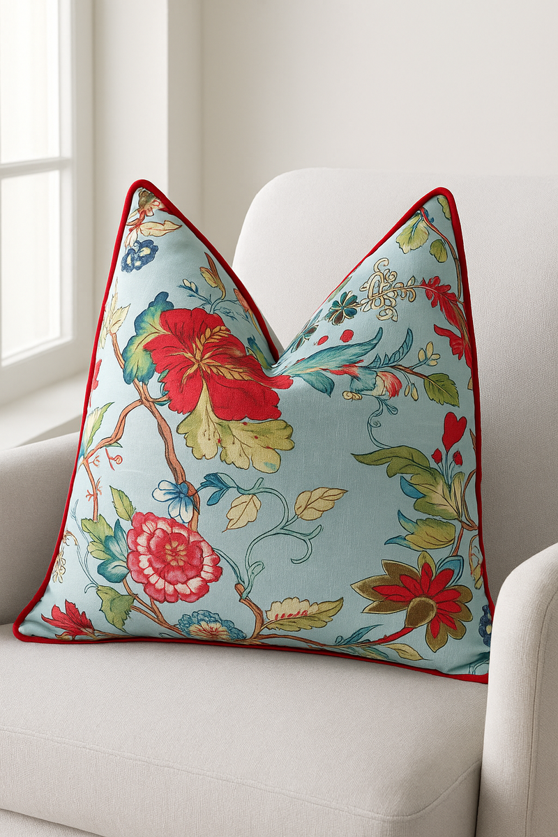 'Botanical Harmony' 100% Cotton Cushion Cover