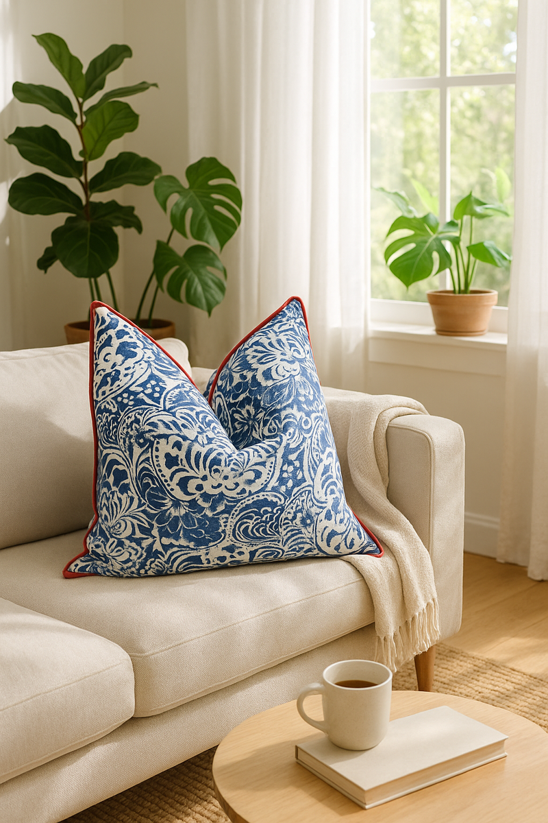 'Timeless Florals' 100% Handmade Cotton Cushion Cover