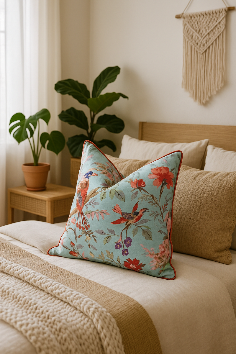 'Winged Bliss' 100% Cotton Cushion Cover