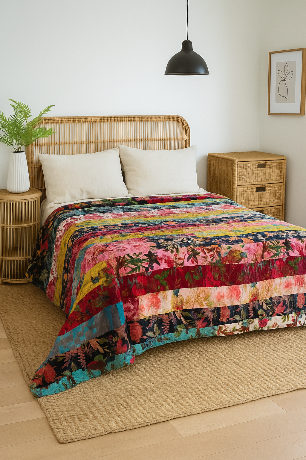 Luxury Velvet Patchwork Quilt - Handmade Upcycled Boho Bedding | Glam Thread