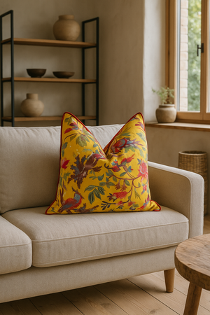 'Floral Oasis' 100% Handmade Cotton Cushion Cover