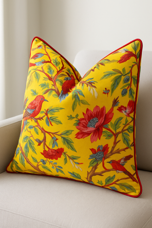 'Floral Oasis' 100% Handmade Cotton Cushion Cover