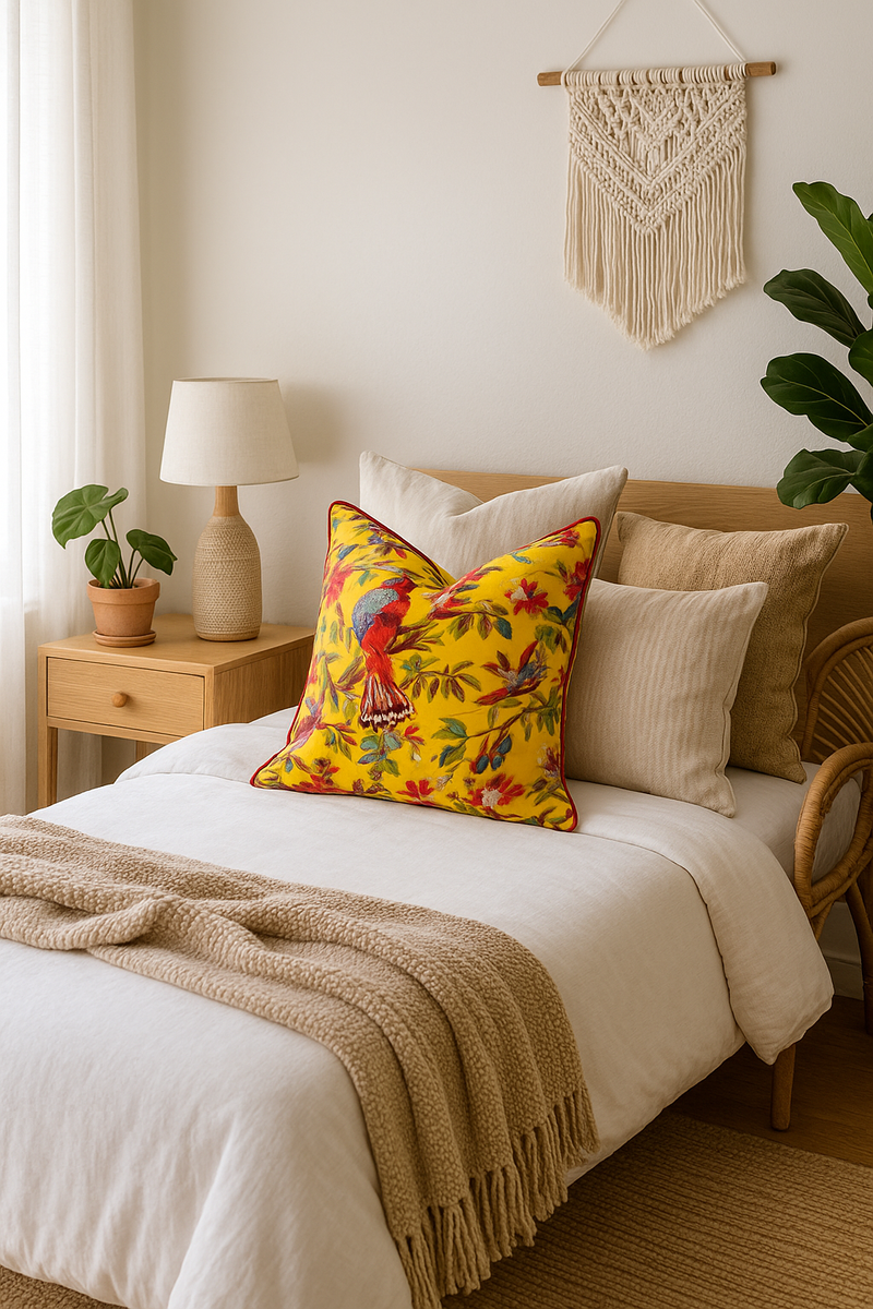 'Floral Oasis' 100% Handmade Cotton Cushion Cover