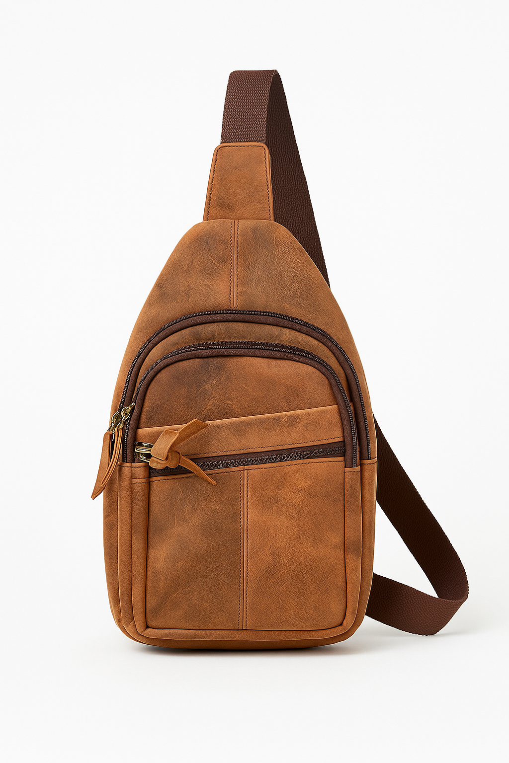 Premium leather chest crossbody bag with compact storage design