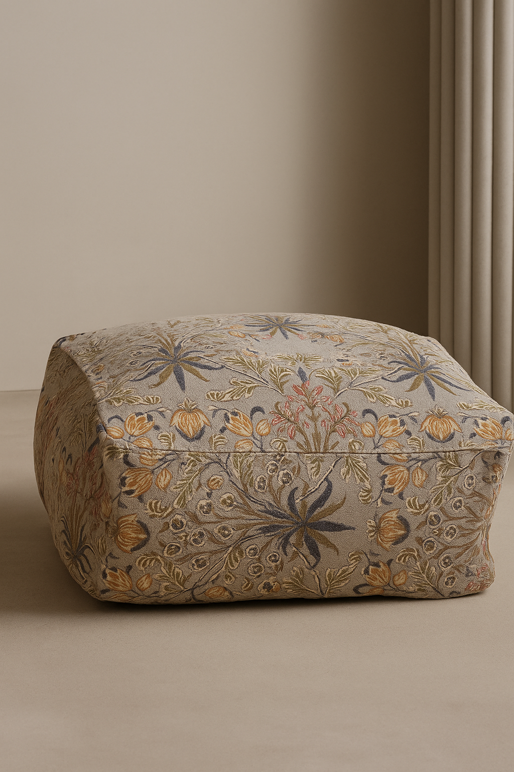 Moroccan Ottoman Cushion Cover in Tree Mix Design – Pouf and Footstool Cover