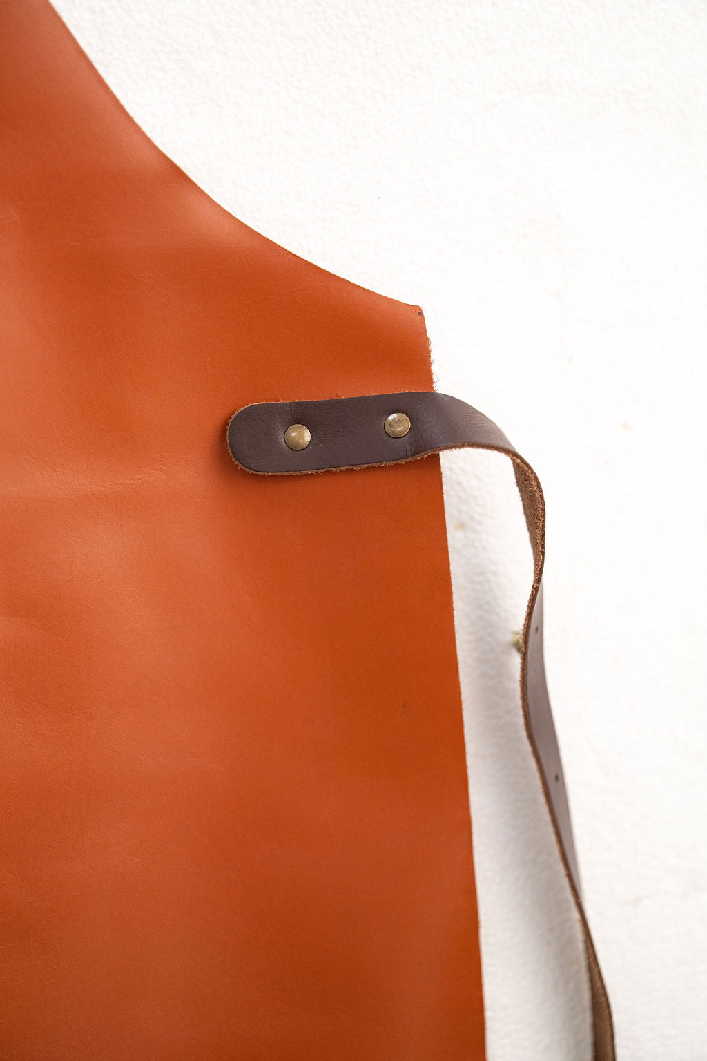 Stylish cognac tan leather apron signature artisan design