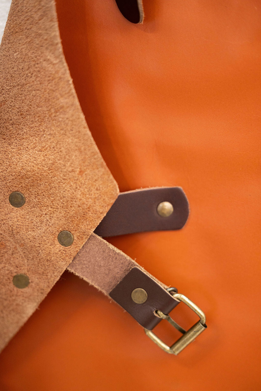 Professional cognac tan leather apron for barbers and creative makers