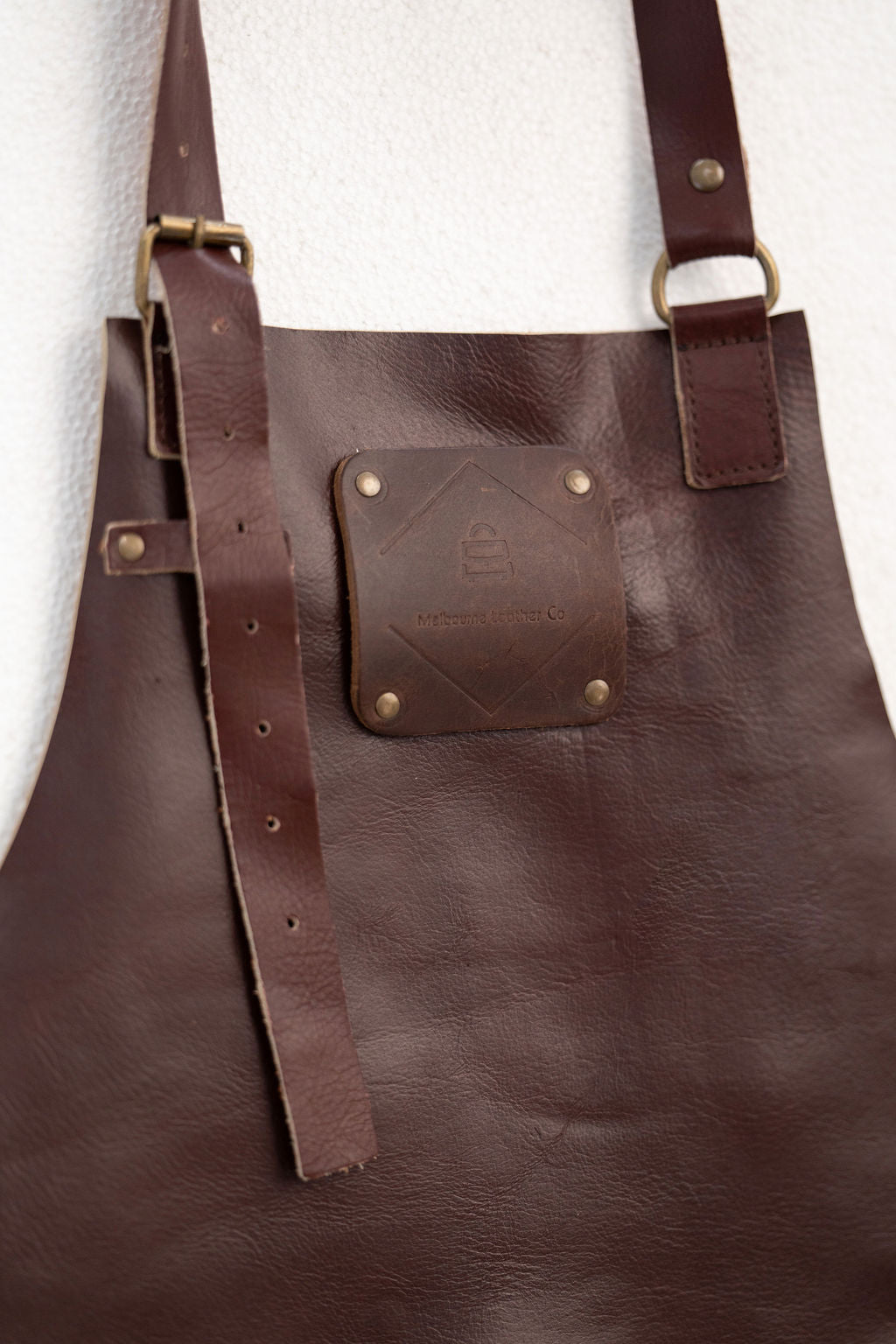 Glam Thread classic chestnut leather apron with timeless handmade design