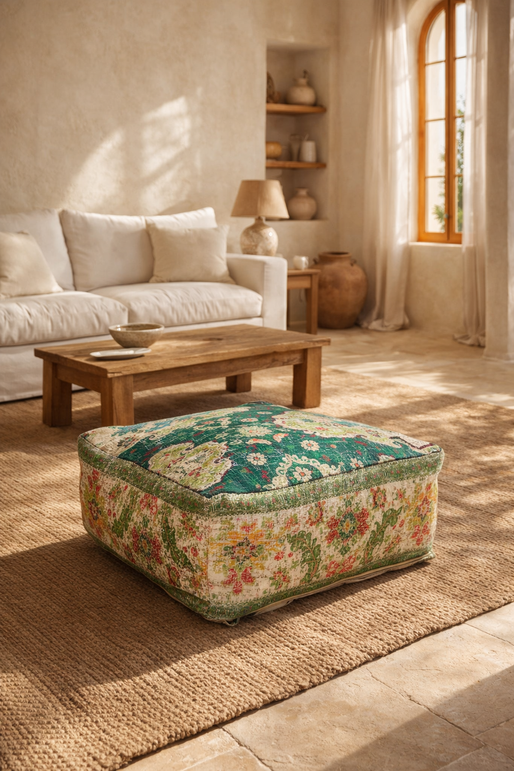 Premium vintage kilim cotton floor cushion cover for elegant interiors