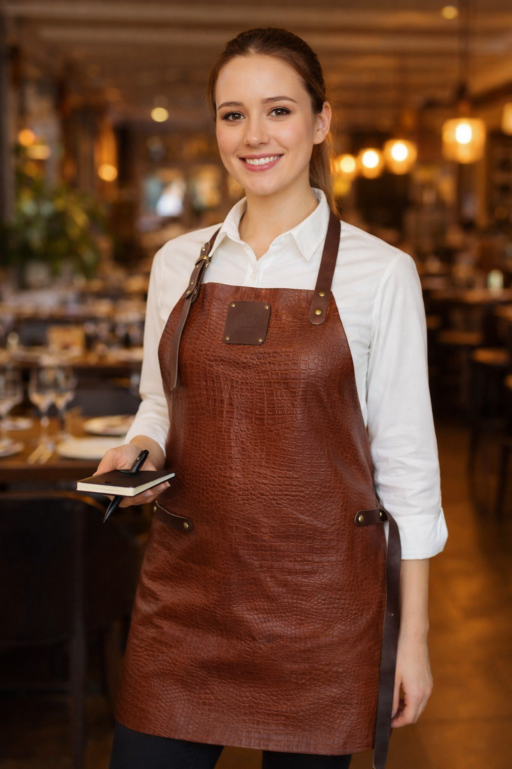 Premium croc pattern leather apron full length for artisans and chefs