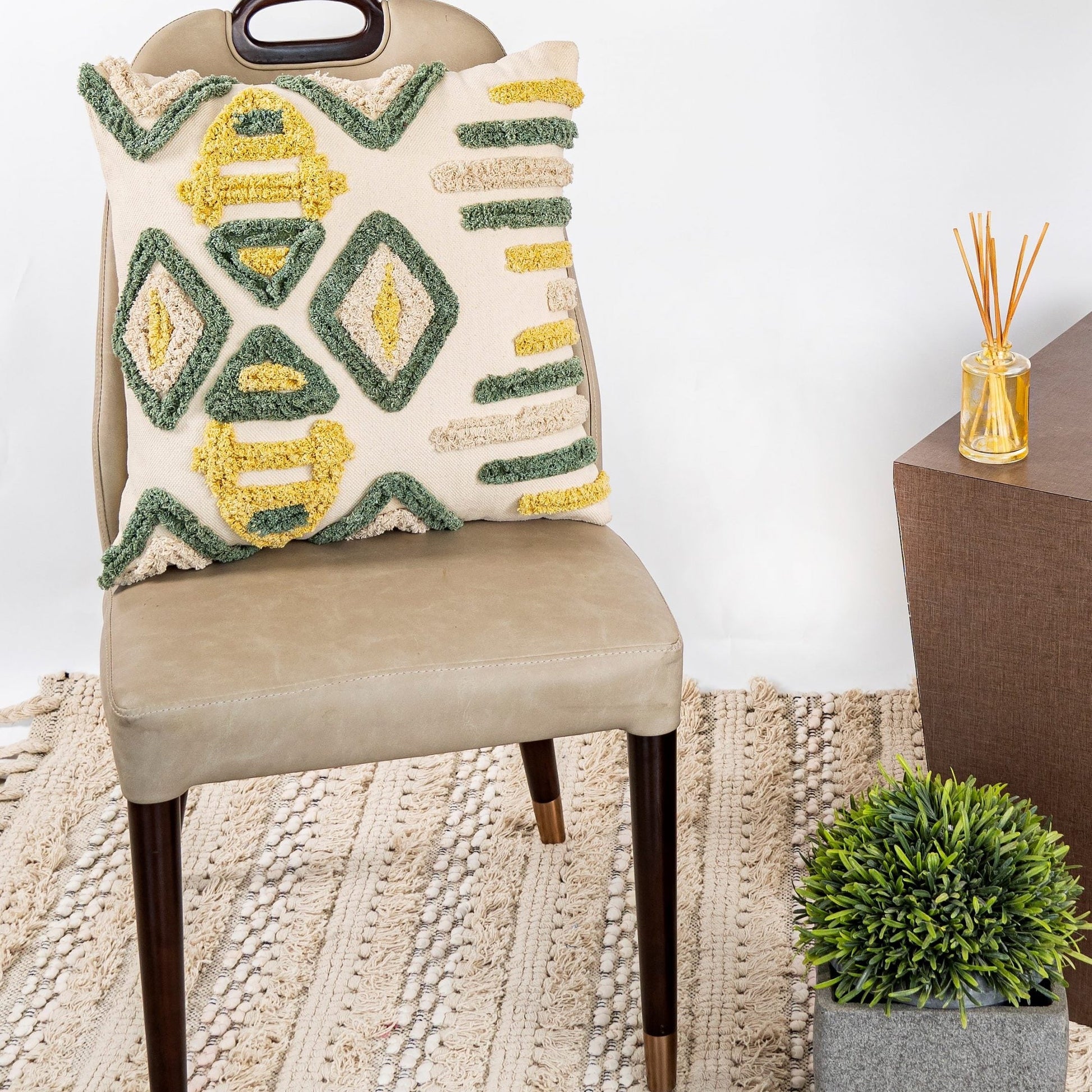 'Rustic Vibes' Hand-Woven Cotton Wool Cushion Cover