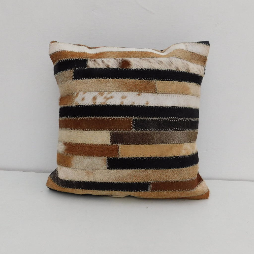 Exotic Cowhide Cushion Cover - Brown Block Pillowcase