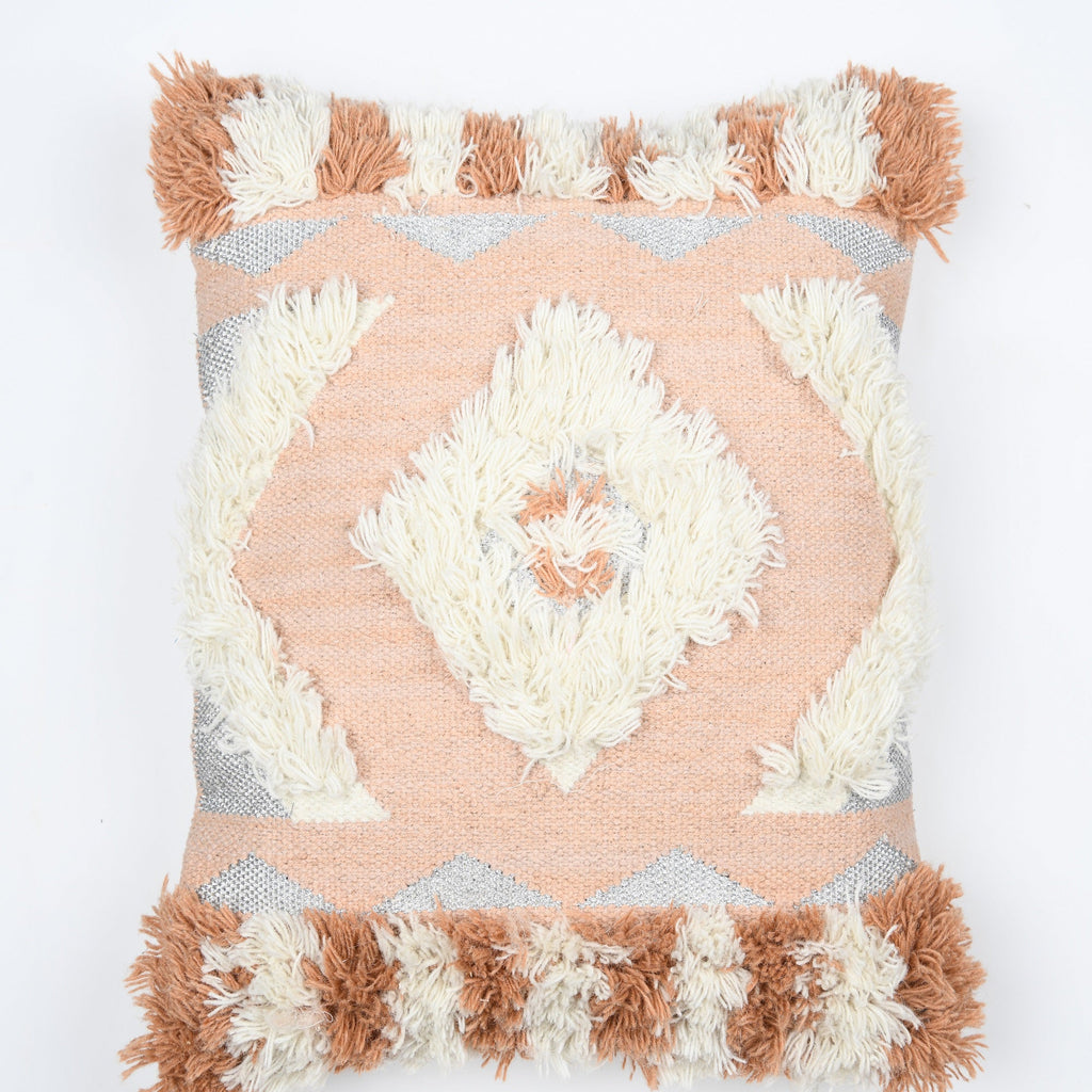 'Boho Oasis' Hand-Woven Cotton Wool Cushion Cover