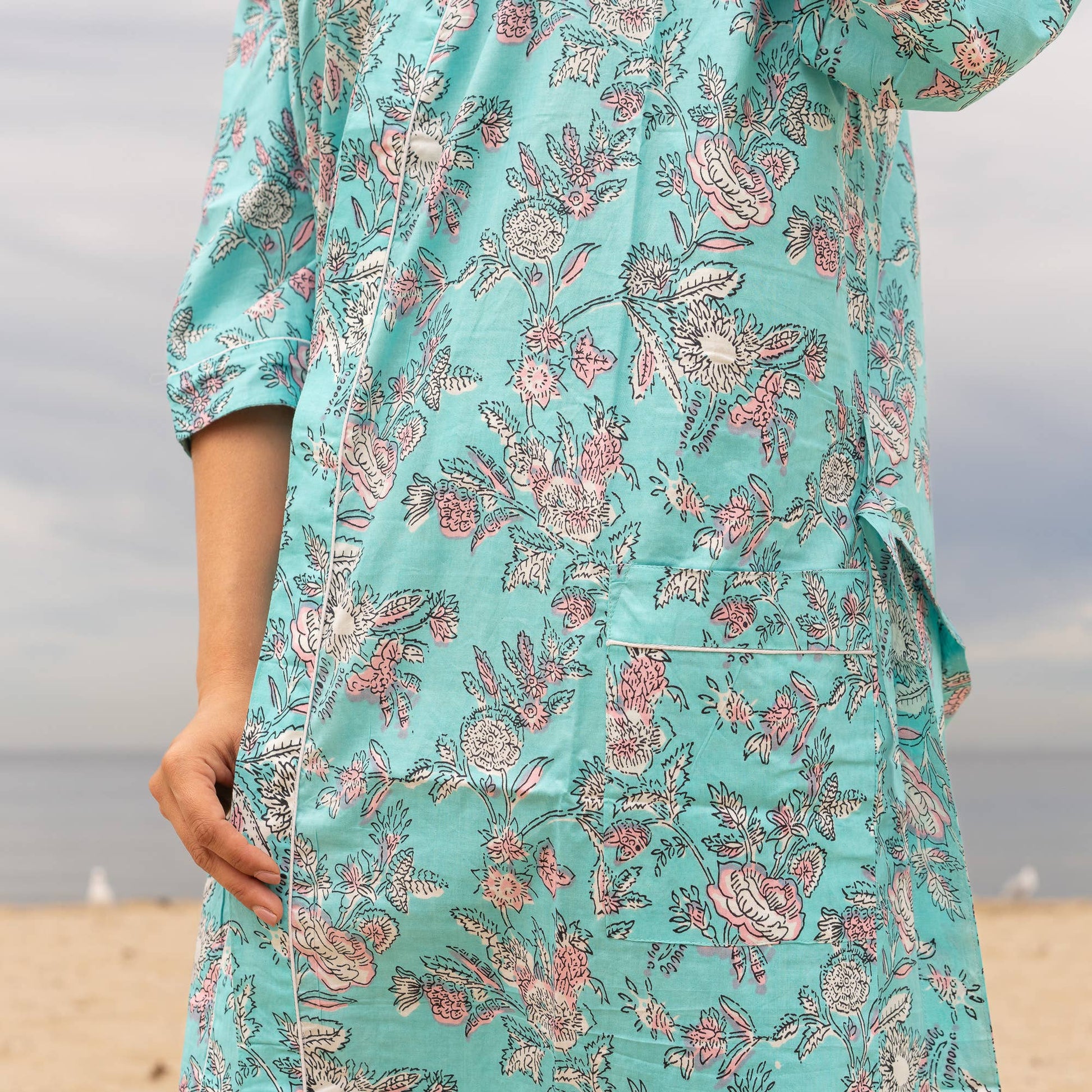 FRIDA BLUES' Women's Cotton Kimono Robe