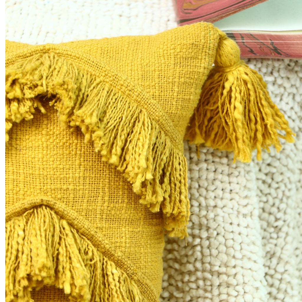 Linen Connections Moroccan Tassels Cushion Cover - Sunny