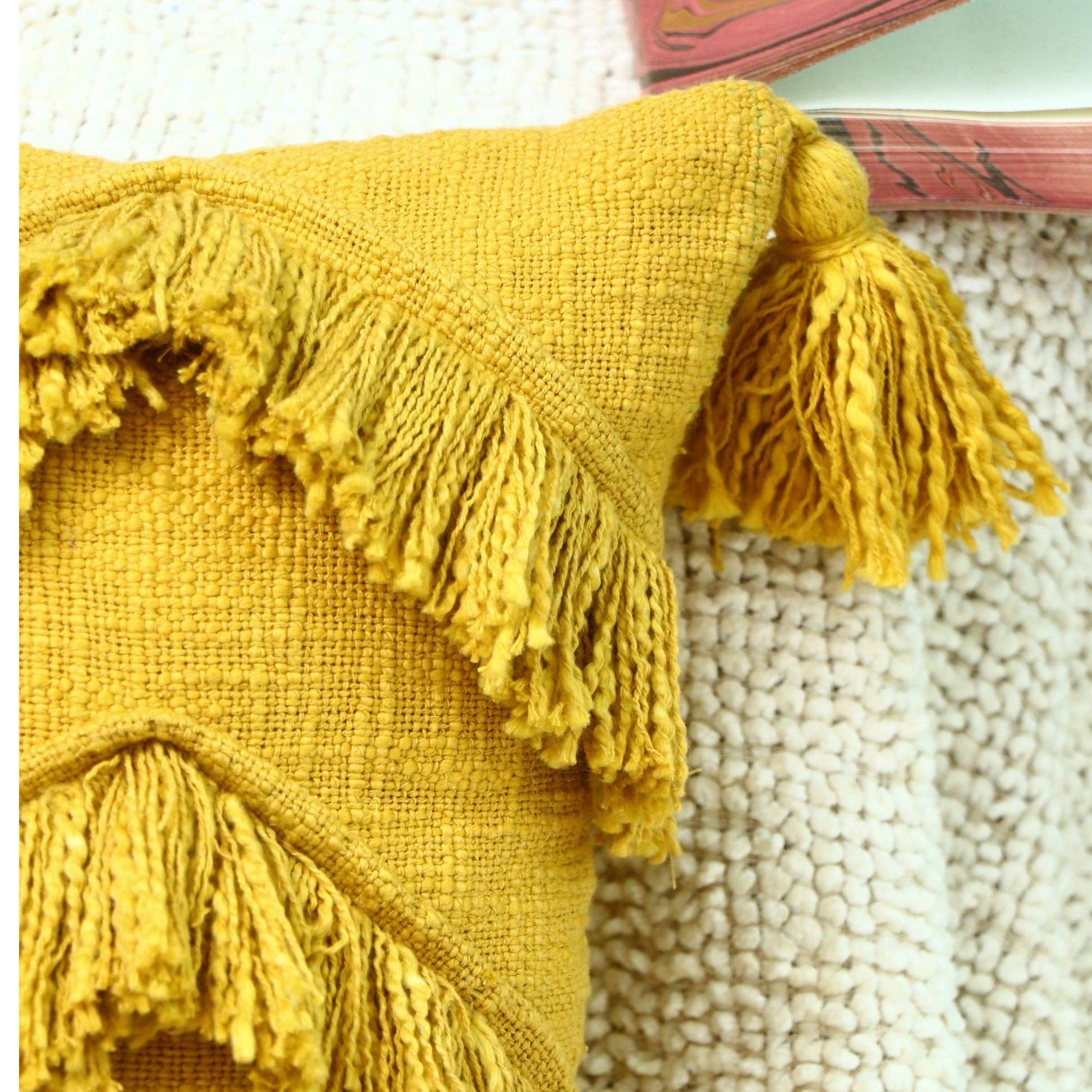 Linen Connections Moroccan Tassels Cushion Cover - Sunny