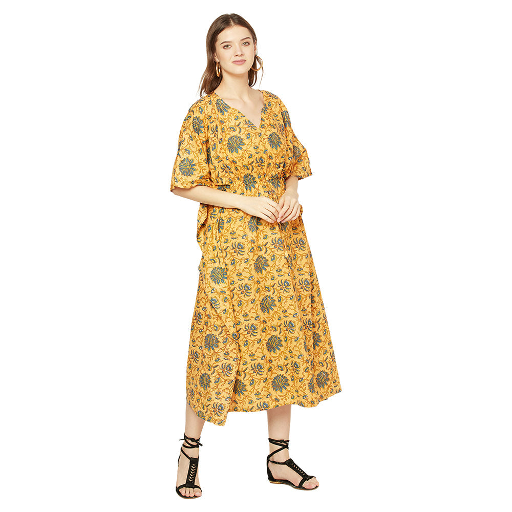 'Sun-Kissed Florals' 100% Cotton Kaftan