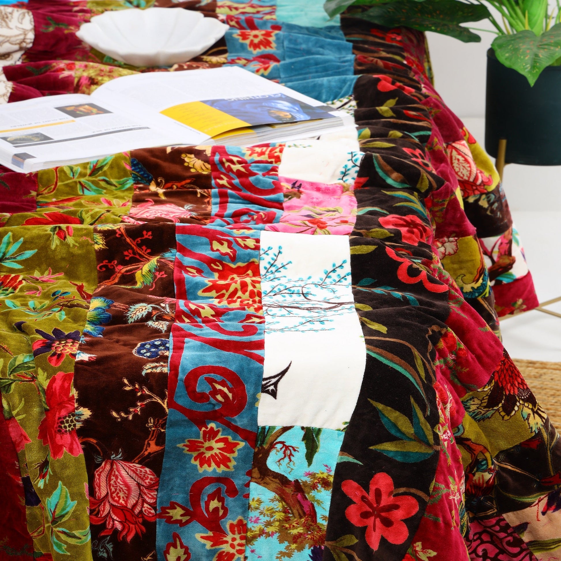 Velvet Floral Quilt - Patchwork Mix