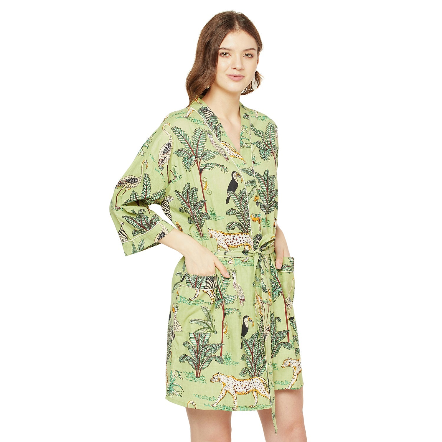 "Summer Serenity" - Kimono Cotton Dressing Gown