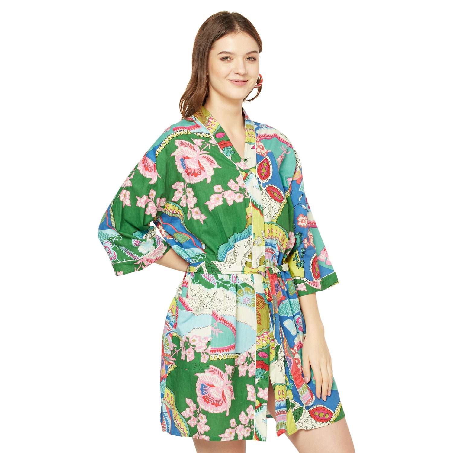 'Nature's Nirvana' 100% Cotton Kimono Robe