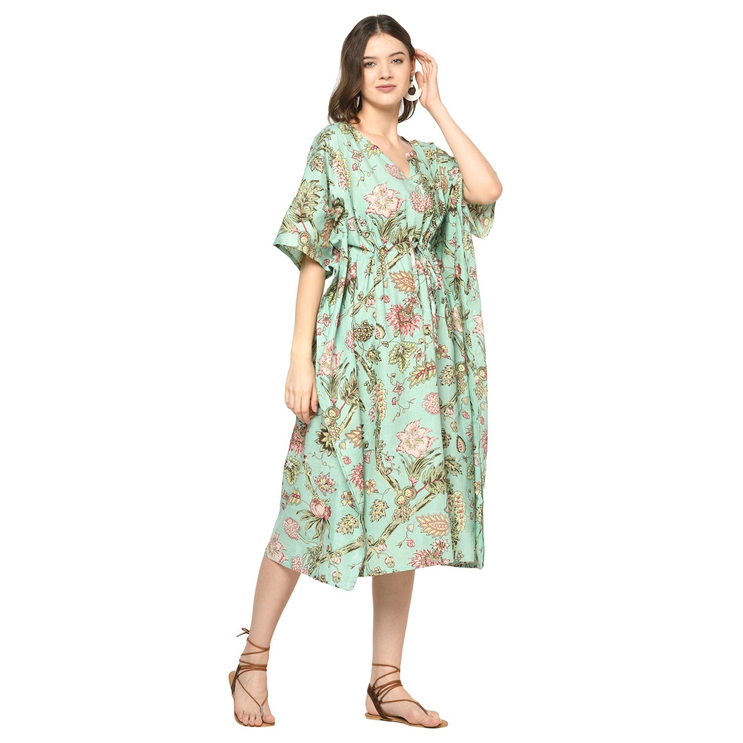 'Pastel Petals' 100% Cotton Kaftan